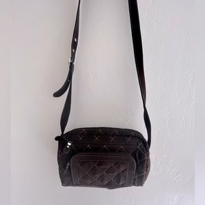 Vera Bradley Microfiber Espresso Adjustable Shoulder Bag Purse